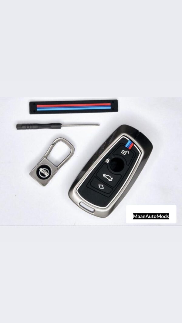 BMW A4 Car Key Premium Case Metal & Silicone (Pack of 1)