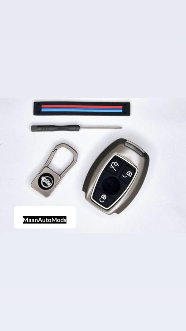 MERCEDES A3 Car Key Premium Case Metal & Silicone (Pack of 1)